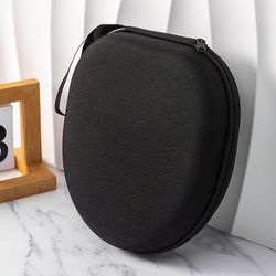TEMU Black Eva Headphone Case With Headband - Portable & -resistant Zippered Storage Bag For Large Wireless Earphones - Ideal For Outdoor Use, Headphone Holder