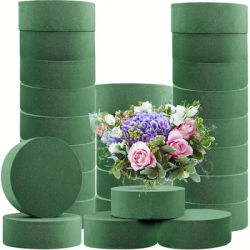 Mousse florale verte, brique ronde en mousse florale de 5/10 pièces, blocs de mousse florale sèche, Kit d'arrangement floral de bricolage de boue de fleur artificielle