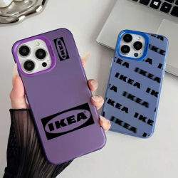 Moda INTER IKEAA Cassa Del Telefono Per iPhone 16 15 14 13 12 11 Pro Max Pulsante Indipendente di Metallo Galvanotecnica Cassa Del Telefono Mobile