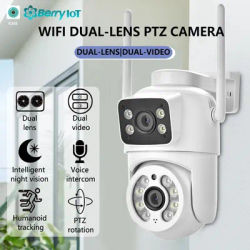 4MP Outdoor surveillance Camera Wireless WIFI Dual Camera Dual Screen Auto Tracking PTZ Camera CCTV Color night vision ICSEE