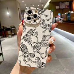 Fashionable Flower-Leopard Print Phone Case for Samsung S25 Ultra S22 S23 S24 FE A16 A54 A35 A34 A55