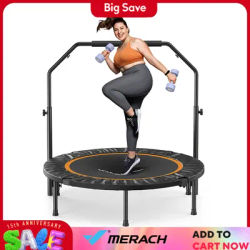 MERACH Rebounder Mini Trampoline Adult Fitness Trampolines Max Load 150KG with Adjustable Suitable Rebounder for Adults Workout