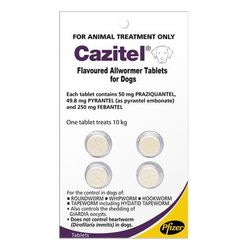 Allwormer aromatizzato Cazitel per cani 10kg (Viola) - 22lbs 4 Compresse