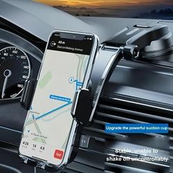 TEMU 360° Rotating Phone Mount - Strong Suction Cup, Anti-shake Stable Design, Multi-functional Dashboard & Navigation Holder For , Fits Phones 5.9-8.3cm Wide, Material, Phone Holder For