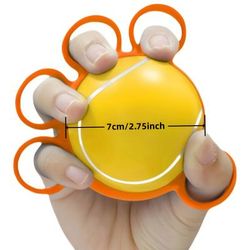 TEMU 1pc Hand Grip Strengthener Ball - Ergonomic Squeeze Ball For Finger & Wrist Training, Relax, Rubber Exercise Ball (orange/blue/yellow) - Hand Relax, Fitness, Physical Relax