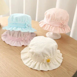 Chapeau d'été pour bébé de 0 à 8 mois, pare-soleil en coton fin, chapeau fœtal pour nouveau-né, chapeau de princesse à fleurs pour enfants