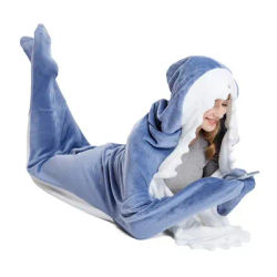 Cartoon Shark Sleeping Bag Pajamas Office Nap Shark Blanket Karakal High Quality Funny Mermaid Shawl Sleeping Blanket Gift