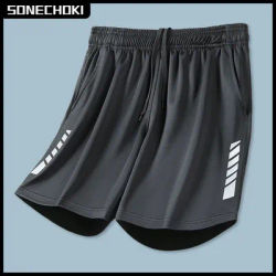 New Black Running Shorts Men Striped Printing Loose Basketball Sport Gym Breathable Shorts Fitness