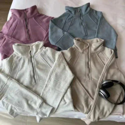 Lemon Scuba Style Half Zip Jacket Winter Women Warm Loose Fitness Coat Fleece Gym Yoga Tops Sport Sweatshirts Workout Sportswear