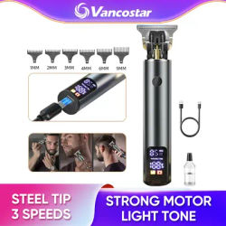Professional Hair Clipper Rechargeable 3 Speeds LCD Display Metal Electric Beard Groomer for Men Barber Hair Cut Hair Trimmer