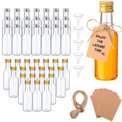 Mini Plastic Wine Bottle Suit 10/30/50/100Pcs 1.7Oz Clear Juice Bottle Spirit Bottles with Funnels Kraft Tags Rope Party Decor