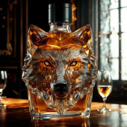 New Wolf Head Whiskey Bottle, High Borosilicate Glass Process Bottle, Animal-shaped Bottle