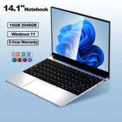 LENO 14.1" Ultra Slim Laptop 16GB RAM 2TB SSD Windows 11 Intel N3700 Notebook Gamer 1920*1080 Display Office Study Computer PC