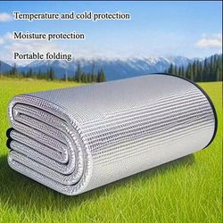 TEMU Portable Folding Thickened Ground Mat For Camping, Beach, Picnic, Moisture-proof Aluminum Film Pad With Heat , Use, Travel Mat||durable Ground Cover, Camping Mats