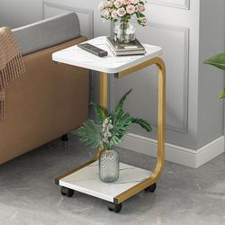 TEMU Compact 2-level Side Table - Plant Display Shelf For Living Room/balcony/bedroom - Multi-functional End Table (11.81×11.81×19.69in)