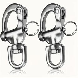 TEMU 2pcs Stainless Steel Eye Swivel Spring Shackle Swivel Shackle Stainless Steel Rigging Sailboat Accessories
