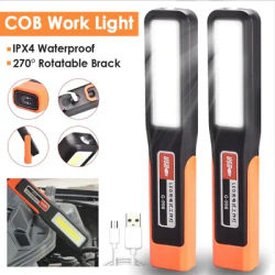 LED Work Light With Magnet Maintenance Lighting Flashlight Garage Mechanic Lamp Charging COB Emergency Warning Light with hook ﻿