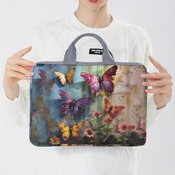 TEMU Floral Pattern Laptop Sleeve - Vibrant Hardcover Design With Zipper Closure, Lightweight & Protective Case For Notebooks And Tablets, Daily Commute Essential, Laptop Bag