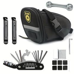 TEMU 8pcs Bicycle Repair Tool Kit, Bike Bag, 16-in-1 Multifunctional Bicycle Tool, Electric Bike Tire Repair Kit, Bone Wrench, Large Capacity Bike Set Bag