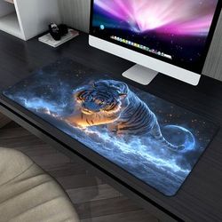 TEMU 1pc White Tiger Rubber Gaming Mousepad - Non-slip, Waterproof Office & Pc Mouse Mat, Durable Desk Pad For Laptop, Keyboard Accessory, No Electricity Needed, Featherless - Novelty Gift For Adults