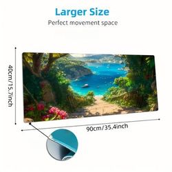 TEMU 1pc Extra-large Extended Gaming Mouse Pad With Stunning Landscape Design, Non-slip Rubber Base, Precision Edges, Washable Rectangular Table Mat For , Desks And Gaming Setups, Ergonomic Mouse Pad