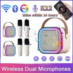 Nouveau K12 Machine de karaoké haut-parleur Bluetooth Portable avec 1-2 Microphones sans fil