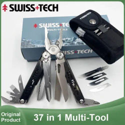 SWISS TECH 37 In 1 Multitool Pliers Folding Multi Tool Pocket Knife EDC Outdoor Camping Survival Tools With Replaceable Blades
