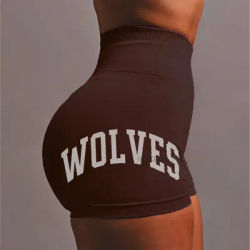 Women's Shorts Fitness Gym Stretch Pants Sportswear High-waisted Sportswear Women's Bodybuilding Fitness Yoga Shorts Wolf Print