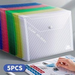 TEMU 5/20/40/60/70/80/90pcs Classic Transparent Colorful Folding File Bags, A4, Pp Plastic, For Students, School Supplies