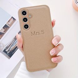 TEMU Custom Phone Cover For Galaxy Models S25, S24, S23, S22, S21 Ultra, S20 Fe, And , Featuring Personalized Names Or Initials With 3d Engraved Letters, Made From Luxury Leather.
