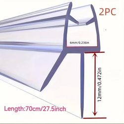 TEMU 2pcs Shower Door Sealing Strips, 70cm/25.6inch Paper Box Packaging, Suitable For 4/6/8/10/12mm Glass Doors, Dual Waterproof Structure Allows Dry And Wet In Bathroom