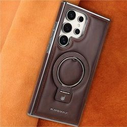TEMU S24ultra Mobile Phone Case Racket Magnetic Holder S23 Leather Anti-fall Protective Case