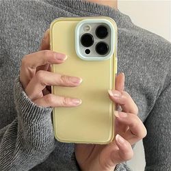 TEMU Color Block Glossy Solid Color Phone Case For Iphone 16 15 14 11 Pro Dopamine Shockproof Bumper Cover