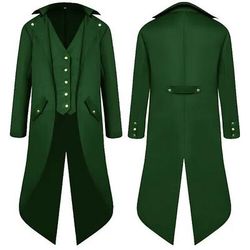 Capotto Medievale Punk e Gotico Retro Vintage Tuxedo Cappotto da Codino Vampiro Cavaliere Abbigliamento Elegante Uomo Steampunk Natale Performance Festa Sera LARP Cappotto per Adulti Costume