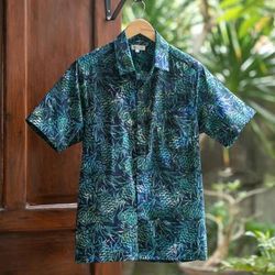 Pineapple Garden,'Men's Batik Casual Cotton Shirt with Pineapple Patterns'