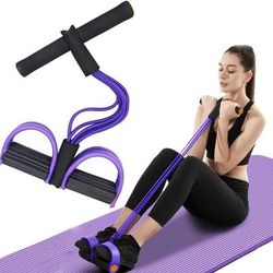 TEMU 6-tube Yoga Pedal Puller Resistance Band - Multifunctional Tpe Fitness Equipment For Full Body Stretching, Slimming, And Strength Training (abdomen, Waist, Legs) - Purple, Workout Accessories