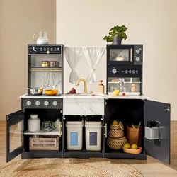 Tiny Land Iconic Aqua Kitchen with Real-Flow Water System - Black