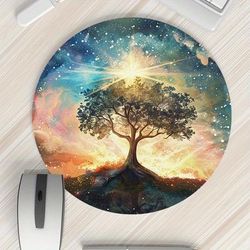 TEMU Random Placement Tree Of Round Portable Durable Texture Mouse Pad, Cartoon Personality Thickened Desk Mat Non-slip Rubber Pad Suitable For , Office, Study Room + Ideal Gift