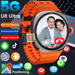 Montre U8 Ultra montre intelligente hommes appel vidéo Smartwatch 4G/5G carte Sim GPS WIFI caméra rotative appel Global Google carte pour Samsung