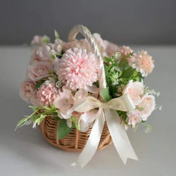 Cesto di fiori da sposa intrecciato a mano con manico cesto di articoli vari in vimini cesto per ragazze di fiori da sposa per cesto portaoggetti da Picnic in casa