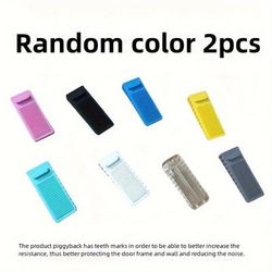 TEMU 2pcs Colorful No-drill Rubber Door Stops, Windproof Door Wedge, Anti-slam Doorstop, Mixed Colors, Durable Door Stops For Interior And Outdoor Use