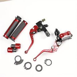 TEMU Motorcycle Accessories Cnc Aluminum Alloy Horn Pump With Handlebar Cover, Free Handlebar Snap, Clutch Assembly, Hydraulic Disc Brake With Handlebar Plug Combination Kit