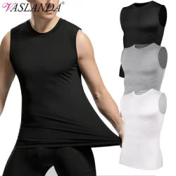 Men Compression Shirts Sleeveless Tank Top Slimming Underwear Body Shaper Workout Gym Vest Base Layer Athletic Tee Shirts