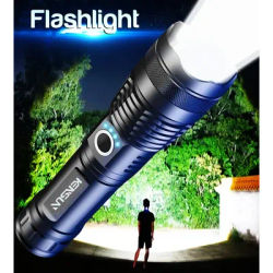 High Power XHP70 LED Flashlight Type-c Rechargeable Aluminium Alloy Torch Zoom Hand Lantern For Camping, Outdoor Emergency