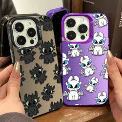 Cute Cartoon Toothless Couple Plating Phone Case for iPhone XS 16E SE4 12 16 15 14 13 11 Pro Max X XR 8 7 Plus SE 2020 Cover