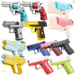HUIQIBAO 2025 Summer Revolver Water Gun Toy Mechanical Continuous Water Gun Toys Boys Girls Outdoor Beach Water Toys Adult Gift
