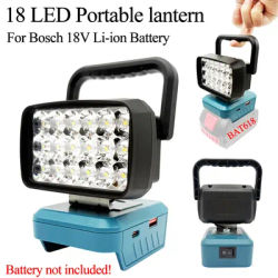 18 Beads LED Work Lights Handheld Lamp Portable Lanterns Flashlight Spotlights Torch for Bosch 18V Lithium Battery BAT618 BAT609