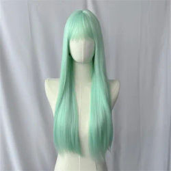 Perruque synthétique longue et lisse vert menthe, perruque en Fiber chimique de haute qualité, couvre-chef pour femmes