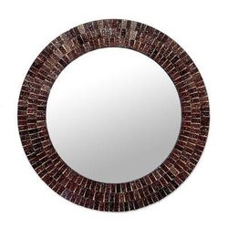 Glass mosaic mirror, 'Maroon Reflection'