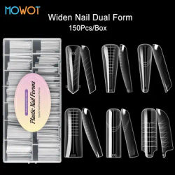 MOWOT 150 pièces/boîte élargir les ongles double formes cercueil carré construction rapide Gel moule Extension des ongles couverture complète formes supérieures outils de manucure